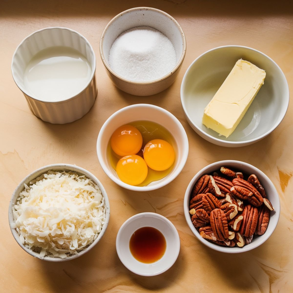 Ingredients
For the Coconut-Pecan Frosting
