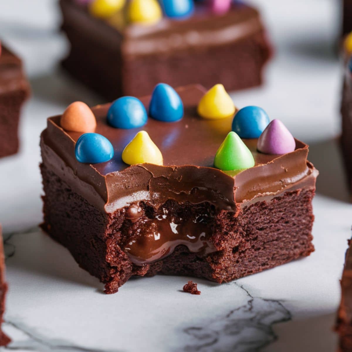 Rich and fudgy Cosmic Brownie Recipe featuring a gooey chocolate center, smooth chocolate frosting, and vibrant candy-coated sprinkles. This homemade brownie is chewy, decadent, and perfect for chocolate lovers looking for an easy baking recipe!
