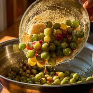 In a large bowl, gently toss the gooseberries with sugar, cornstarch, lemon juice, vanilla extract, and salt until evenly coated.