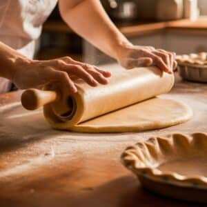 On a floured surface, roll out one disk of dough to a 12-inch circle and transfer to a 9-inch pie dish.