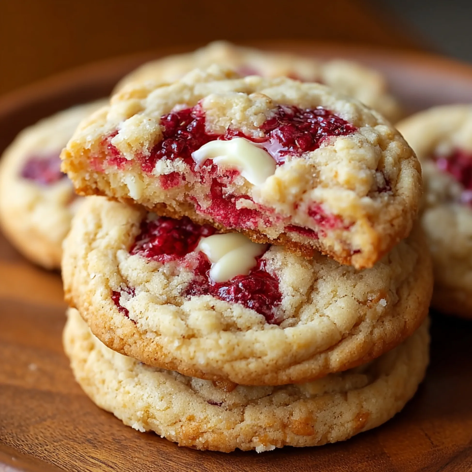Easy Raspberry Cheesecake Cookies Recipe with fresh raspberries and creamy filling.