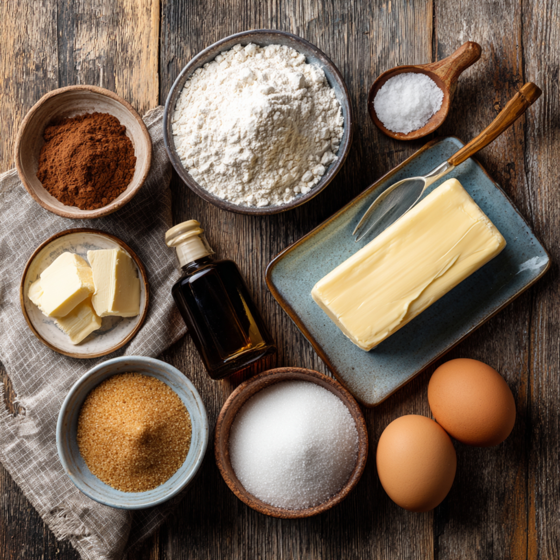 Cookie base ingredients for raspberry cheesecake cookies with flour, butter, sugar, eggs, and vanilla.
