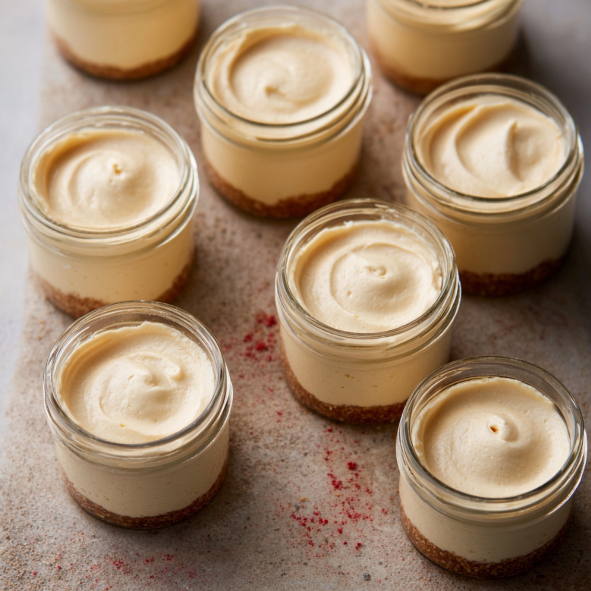 Melt the remaining ½ cup of Biscoff spread in the microwave for about 20 seconds, stirring until it's smooth and pourable. Spoon or drizzle a thin layer over each cup. The spread will settle into a glossy, gorgeous topping.