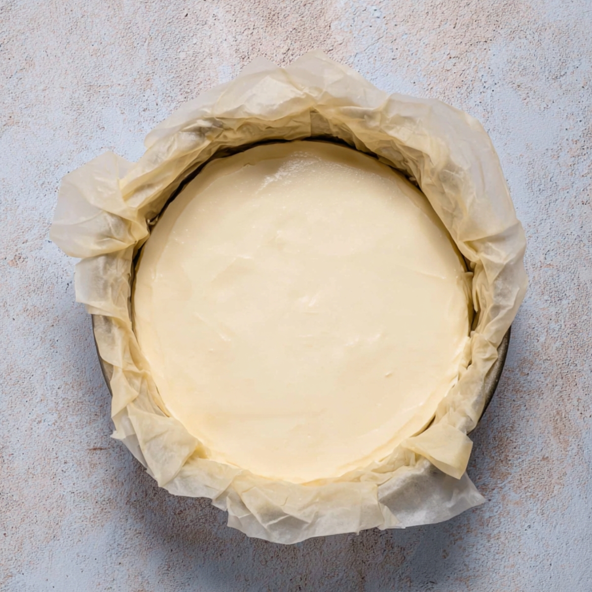 Easy Baklava Cheesecake Recipe (No Water Bath Required) 11 Pour the ricotta batter into your phyllo-lined pan, smoothing the top gently. Slide it into the oven and bake for 1 hour to 1 hour and 30 minutes. You're looking for the cheesecake to be mostly firm in the center with a golden brown crust. If the phyllo edges start browning too fast, turn your oven down to 325°F.