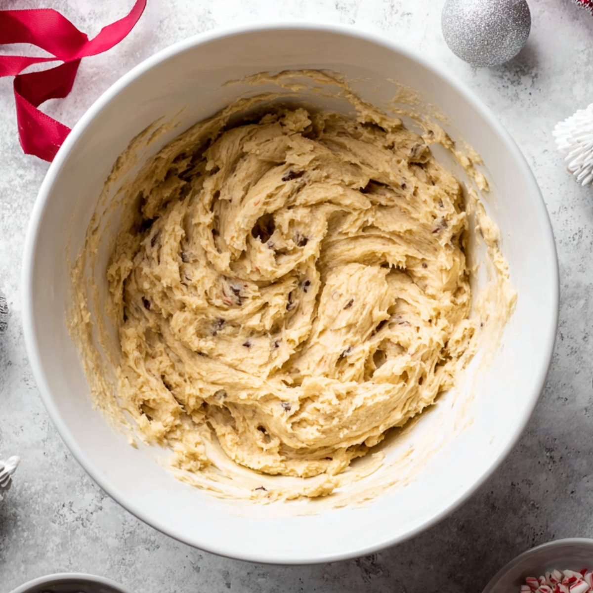 In a large bowl, combine the softened butter, light brown sugar, and granulated sugar. Use an electric mixer and beat them together for about 2 minutes. You want the mixture to look pale, fluffy, and almost doubled in volume. This step adds air to the dough and gives you those soft, tender cookies.