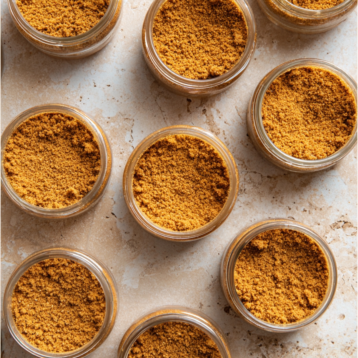 Press a Biscoff cookie half into the top of each cup and sprinkle with the reserved cookie crumbs for extra texture and visual appeal.