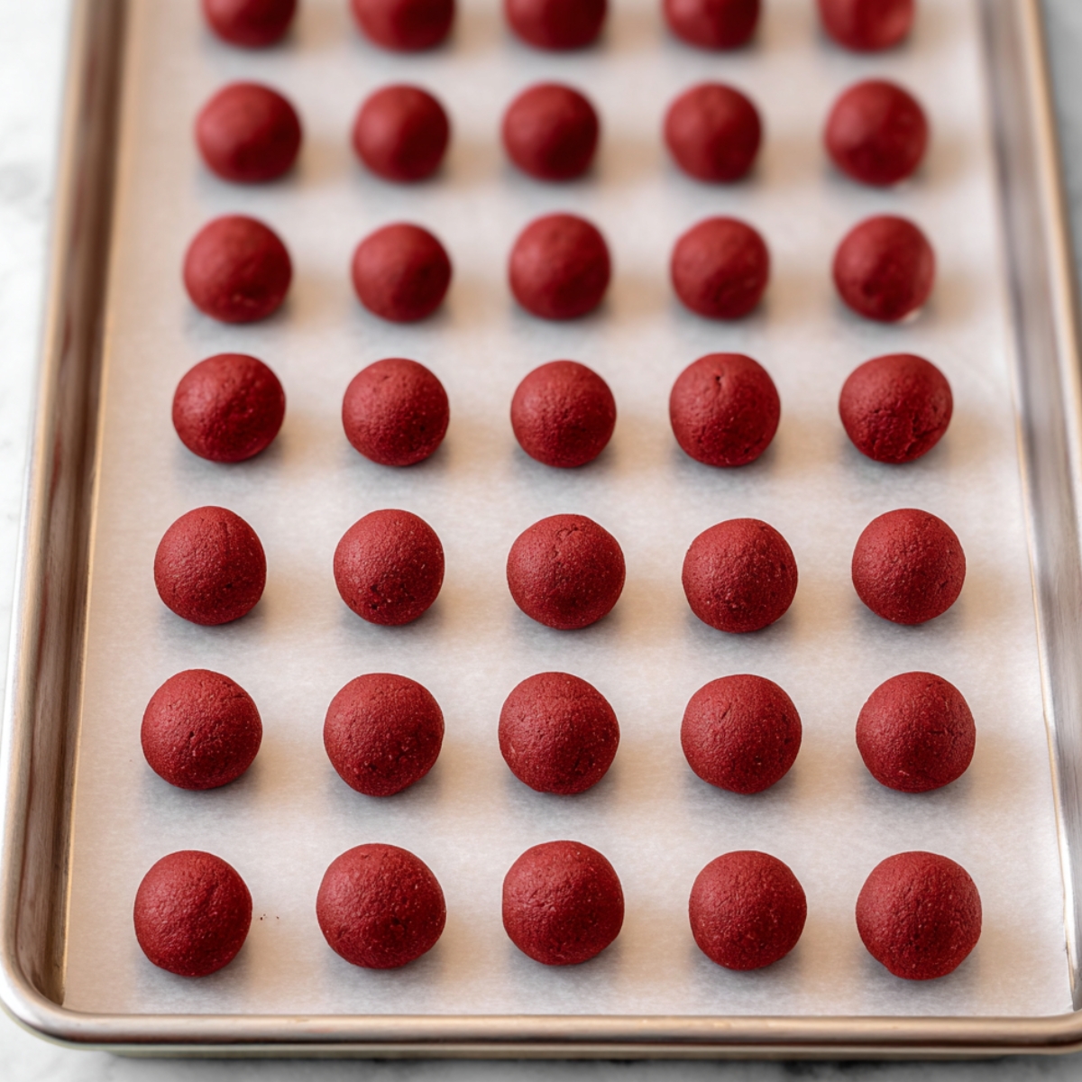 Best Grinch Oreo Balls Recipe 13 Using a 1.5-inch cookie scoop, scoop the mixture and roll it into smooth balls with your hands. Place them onto the prepared baking sheet. Try to keep them about the same size so they chill and coat evenly.