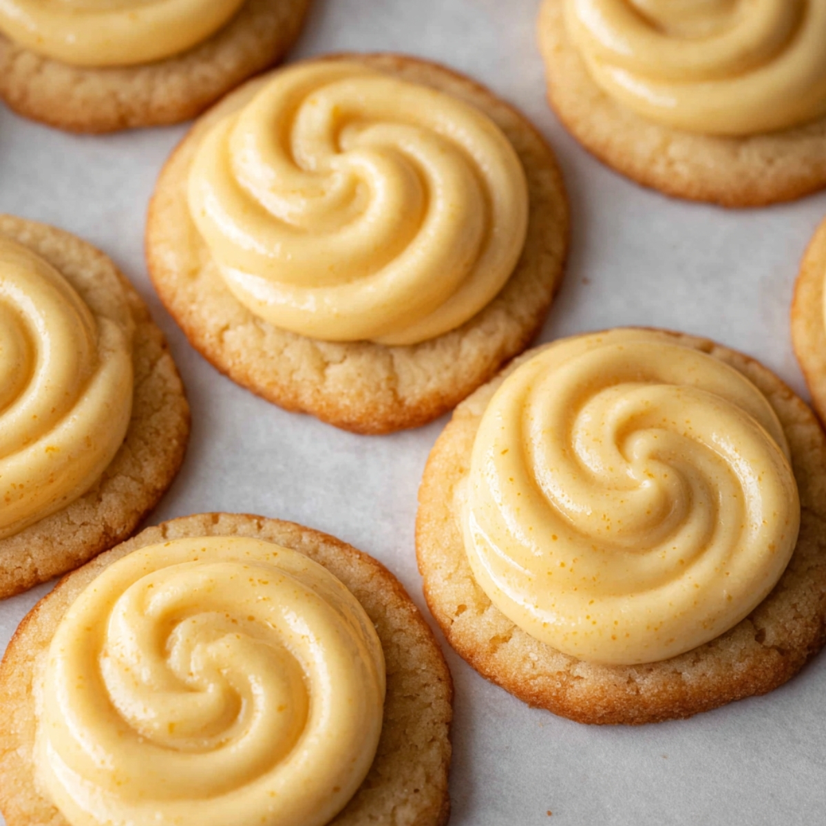 Easy Creme Brûlée Cookies | Better Than the Dessert! 12 Once the cookies are completely cool, pipe a generous swirl of pastry cream onto the top of each cookie.