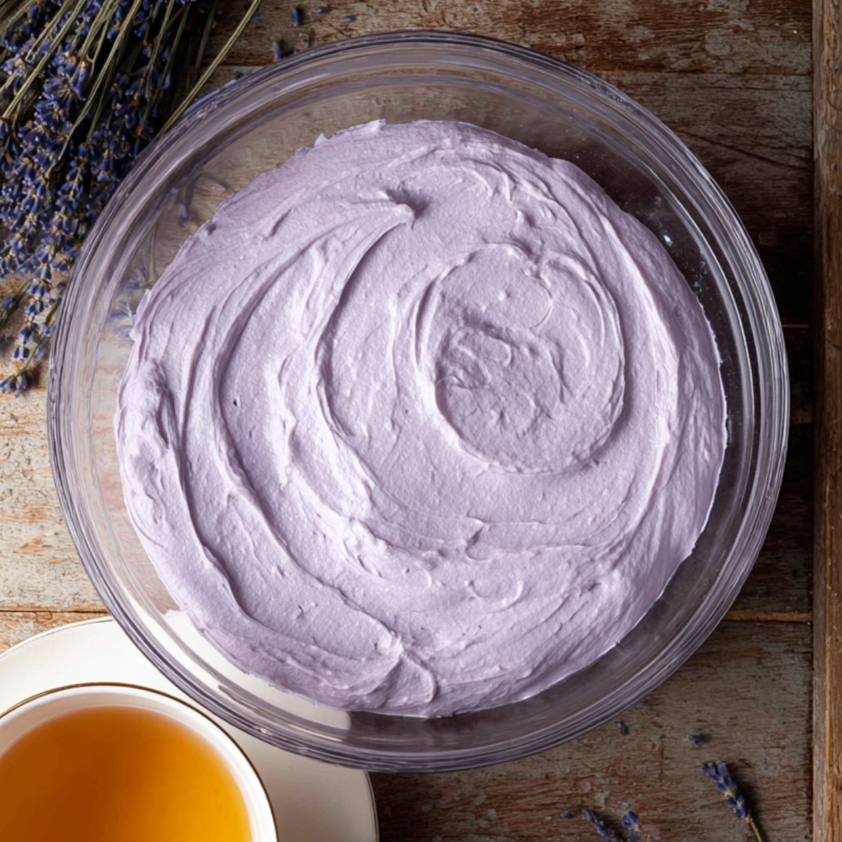 London Fog Cake Recipe | Easy Earl Grey Lavender Cake 11 Grind your lavender fine and sift it. Beat the softened butter on high speed for about 5 minutes until it's pale and fluffy. Add the cold cream cheese and beat for another minute until smooth. Sift in the powdered sugar, add the lavender and vanilla, and mix on low, then beat on high for one more minute. Add purple food coloring if you'd like.