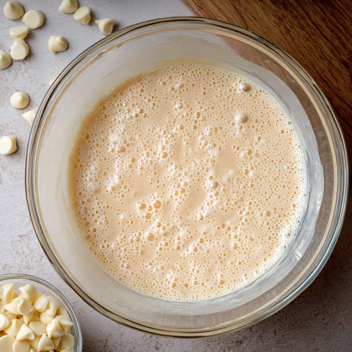White Chocolate Brownies Recipe | Fudgy & Easy 10 In a large bowl, whisk together the eggs, egg yolks, granulated sugar, and vanilla extract until the mixture turns pale and smooth, about 1 to 2 minutes. You can use an electric hand mixer on high speed if you prefer.