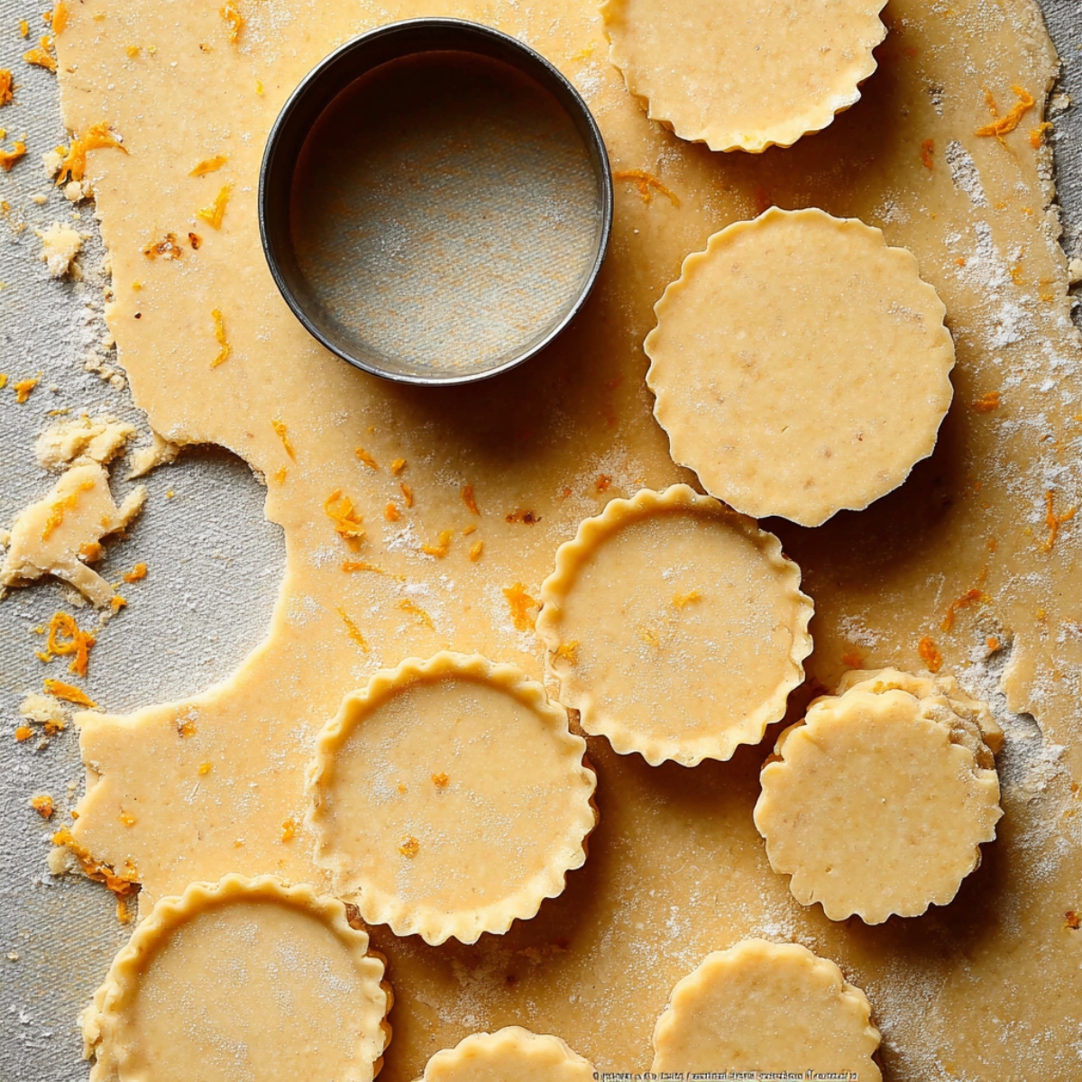 Chocolate Orange Sandwich Cookies 12 Cookie dough cut into round shapes with cutter