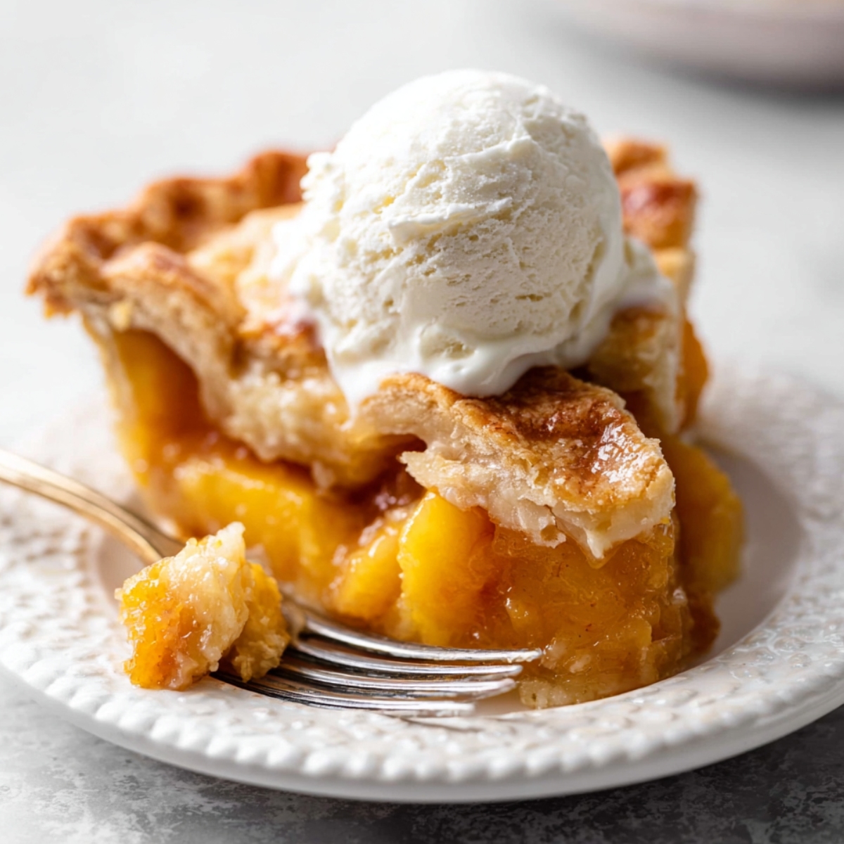 Perfect Peach Pie Recipe | Fresh & Flaky Every Time 13 A complete peach pie with a golden, flaky crust and lattice top.