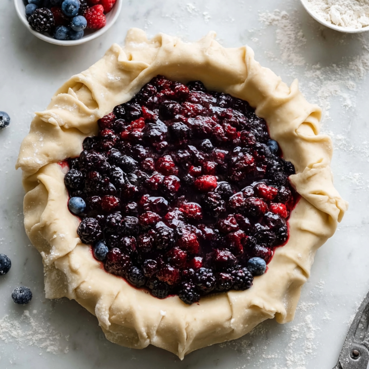 Triple Berry Pie with Perfect Slices | Homemade & Flaky 11 Unbaked berry pie with filling in rolled dough crust