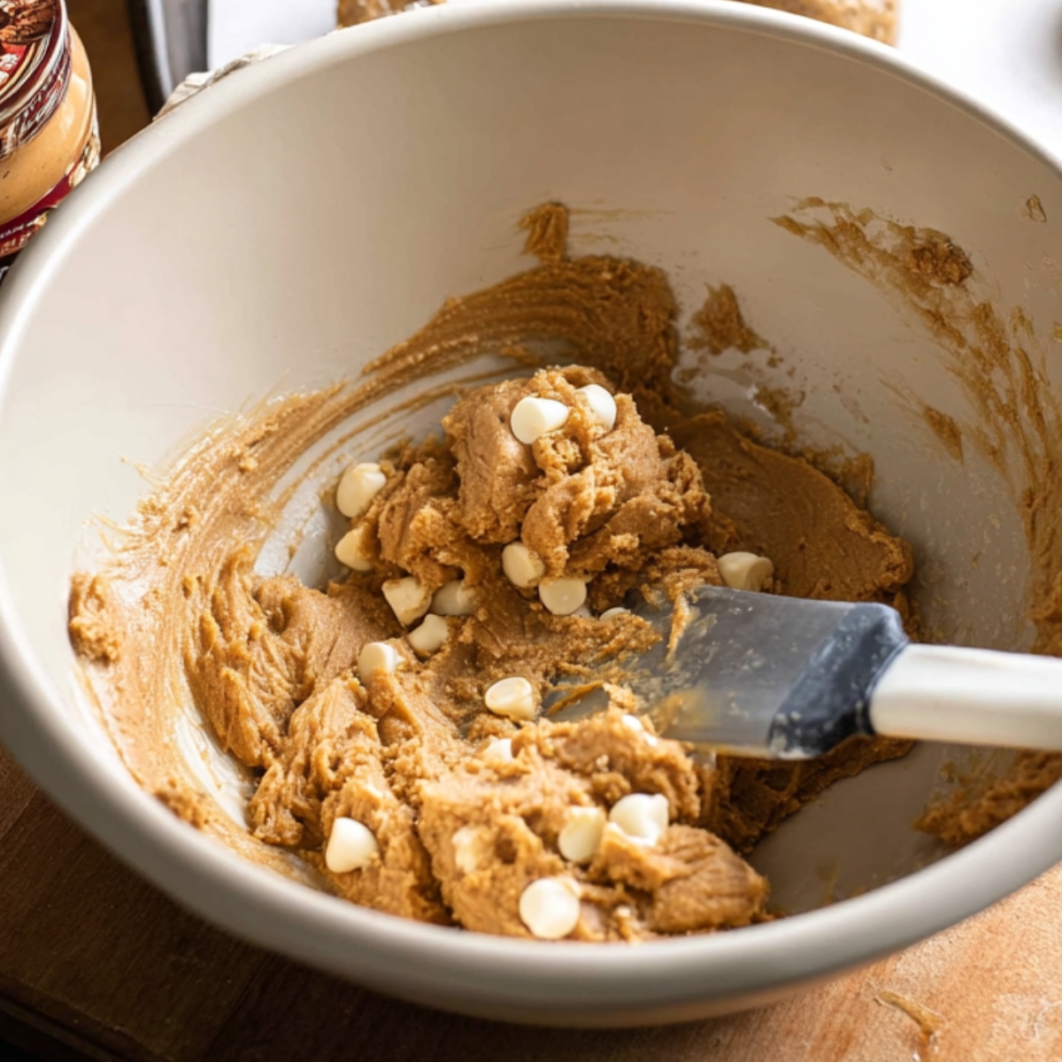 Chewy Biscoff Lava Cookies Recipe 10 Cookie dough mixed with white chocolate chips.