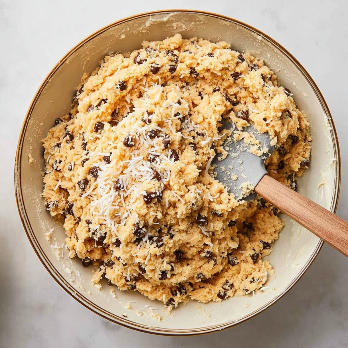 Easy No Bake Moose Farts Recipe 10 A cookie dough ball sitting on a plate surrounded by a mound of graham cracker crumbs.