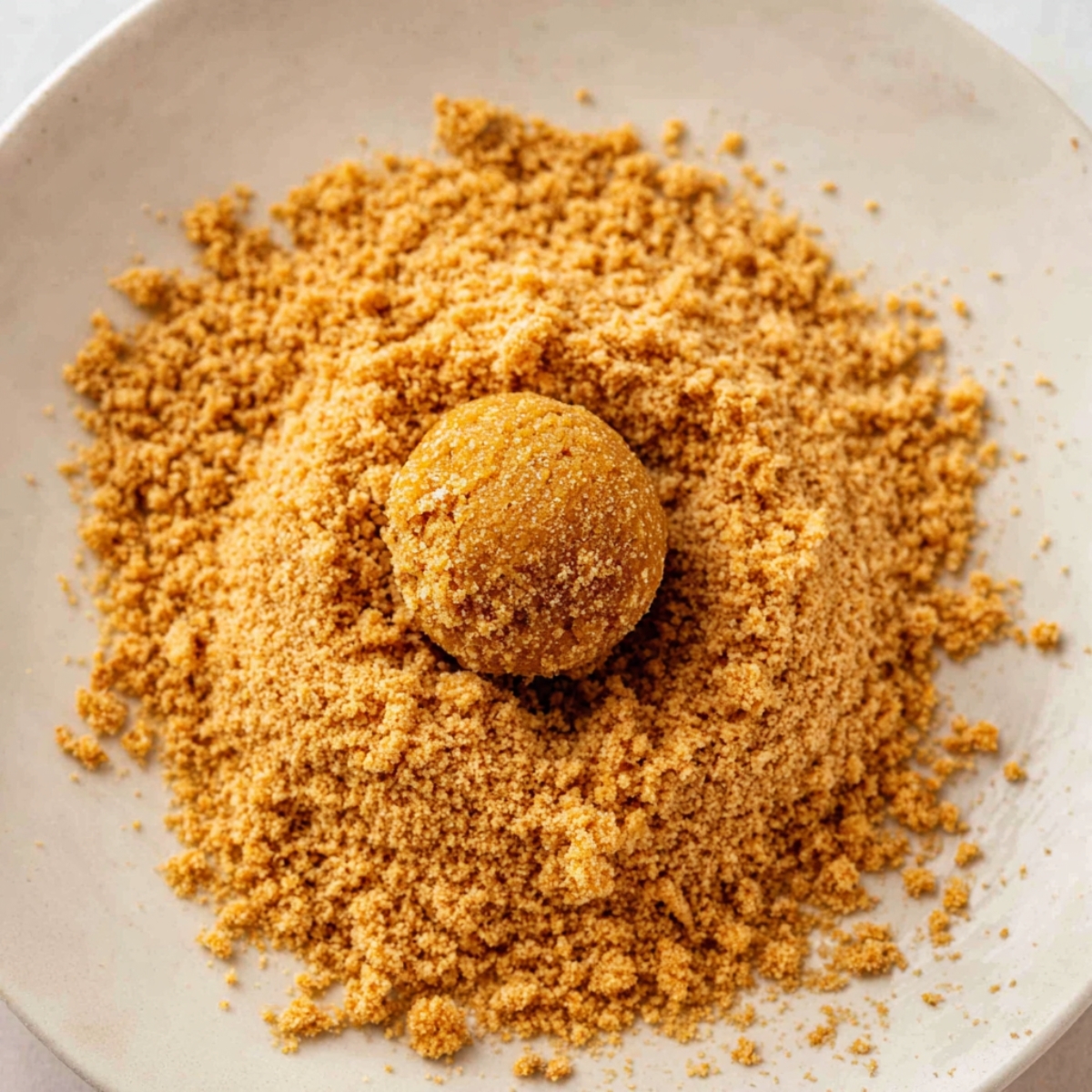 Easy No Bake Moose Farts Recipe 11 A bowl of cookie dough mixture with chocolate chips and shredded coconut, stirred to a crumbly consistency.