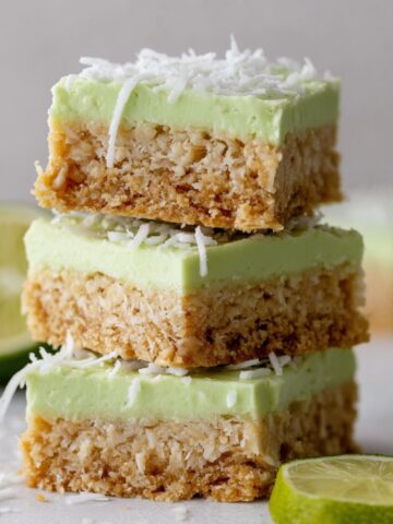 Starbucks Lime Frosted Coconut Bars 3 Starbucks Lime Frosted Coconut Bars with green frosting and shredded coconut.