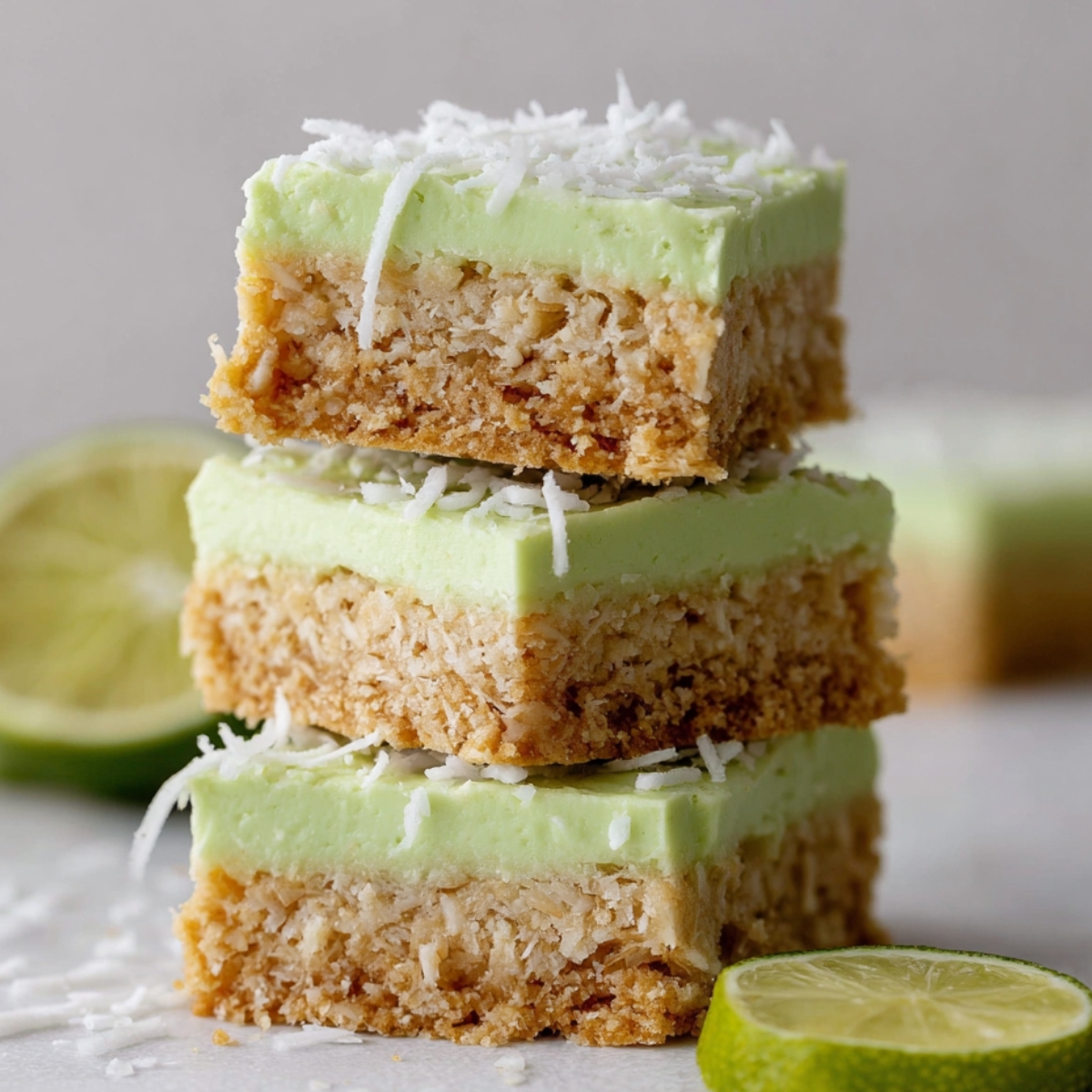 Starbucks Lime Frosted Coconut Bars 9 Starbucks Lime Frosted Coconut Bars with green frosting and shredded coconut.