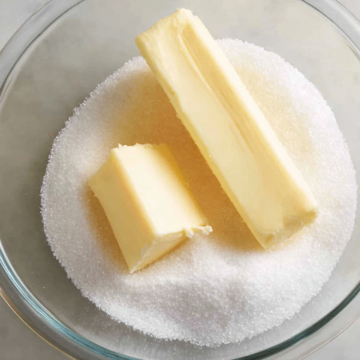 Easy Coconut Cupcakes Recipe 10 Butter and sugar in a mixing bowl ready to be creamed together.