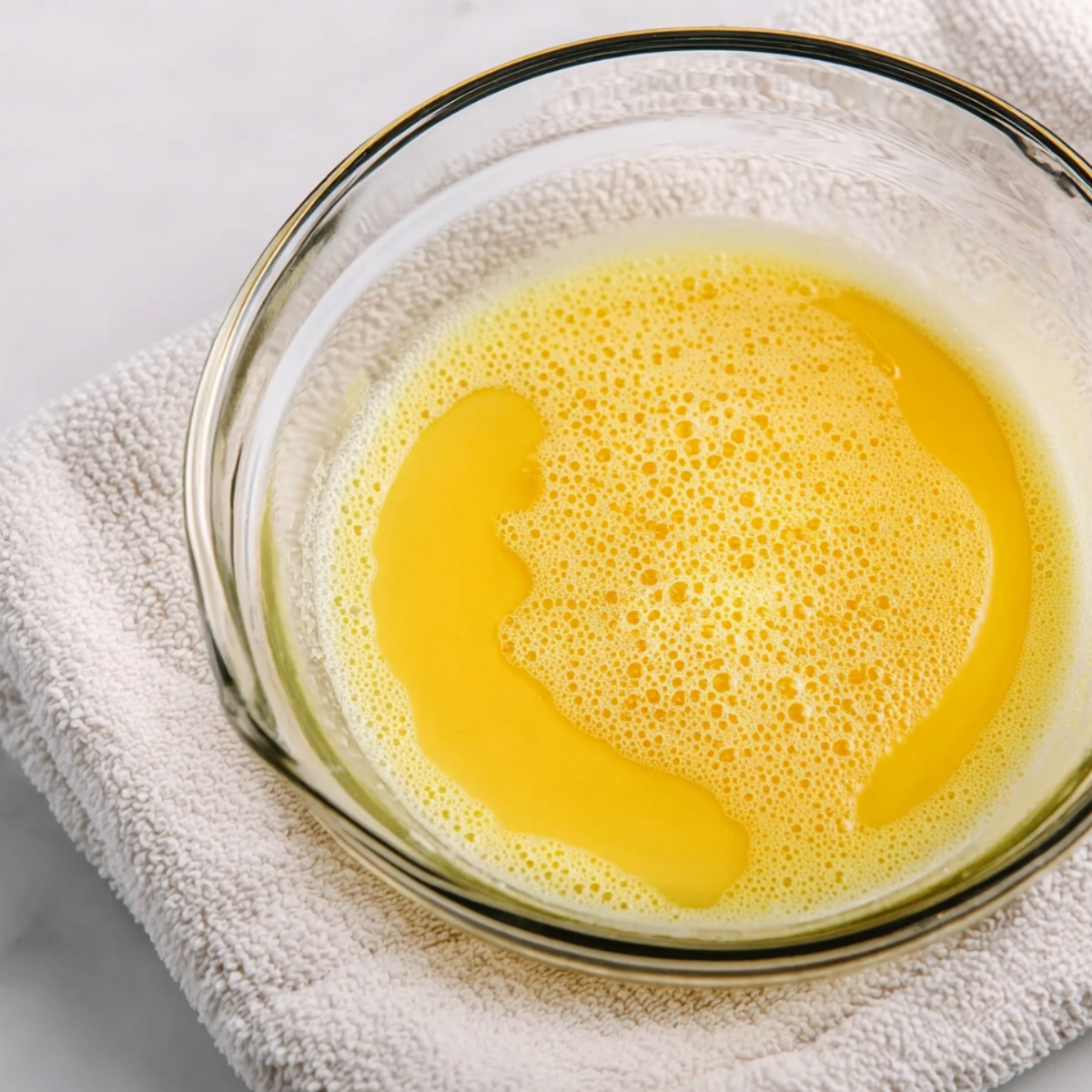 The Best Lemon Angel Pie Recipe 11 Lemon curd in a glass bowl, ready for use.