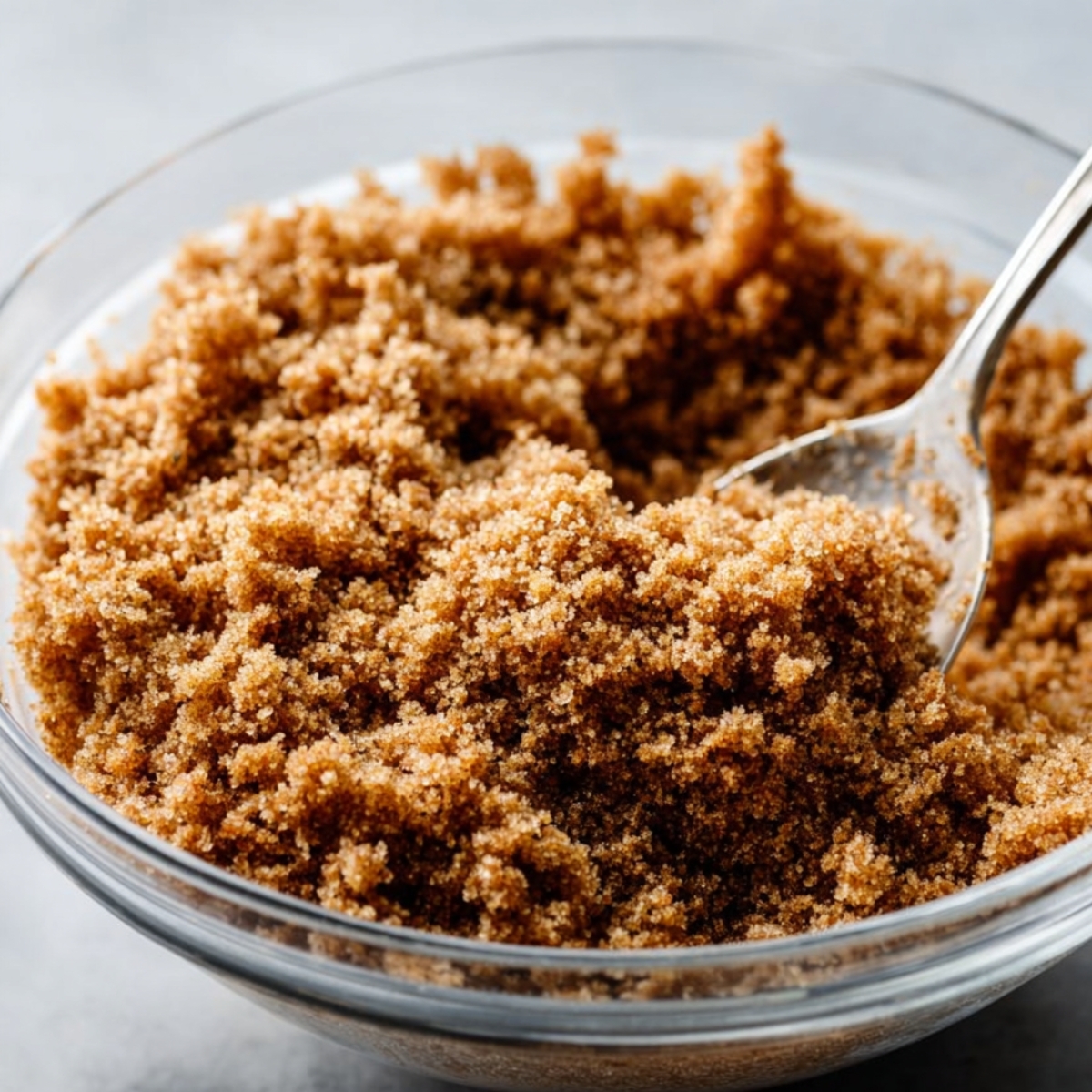 Easy Mini No-Bake Cheesecakes Recipe 10 Glass bowl filled with crushed graham crackers for cheesecake crust, ready to be pressed into mini cheesecake molds.