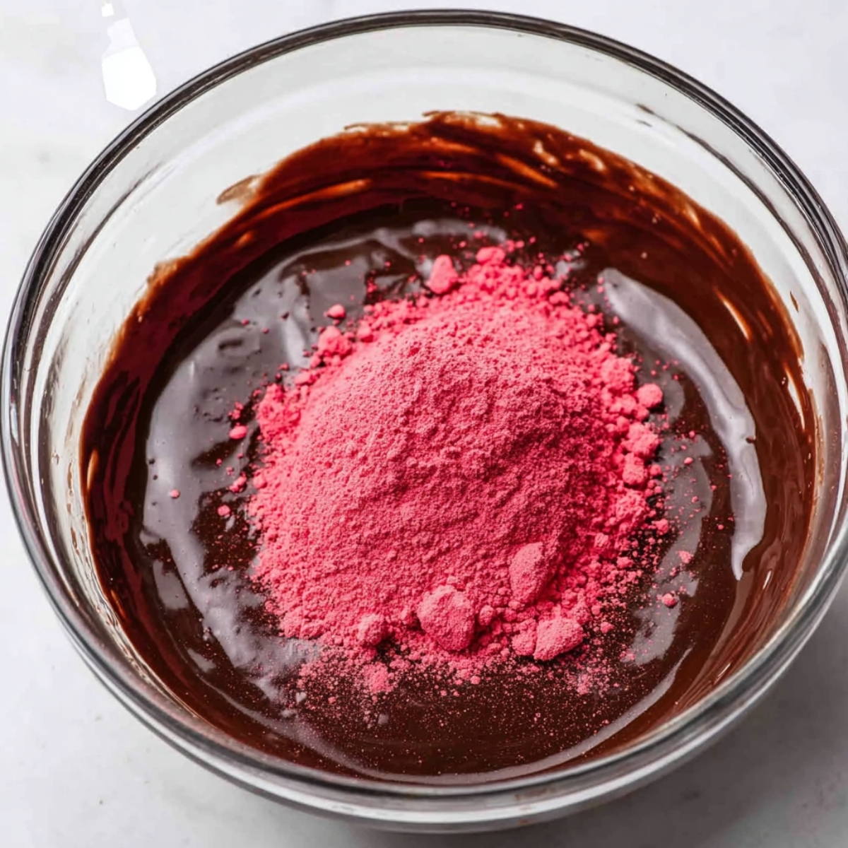 Easy Dark Chocolate Raspberry Truffles 10 Freeze-dried raspberry powder added to melted dark chocolate for rich raspberry truffle coating.