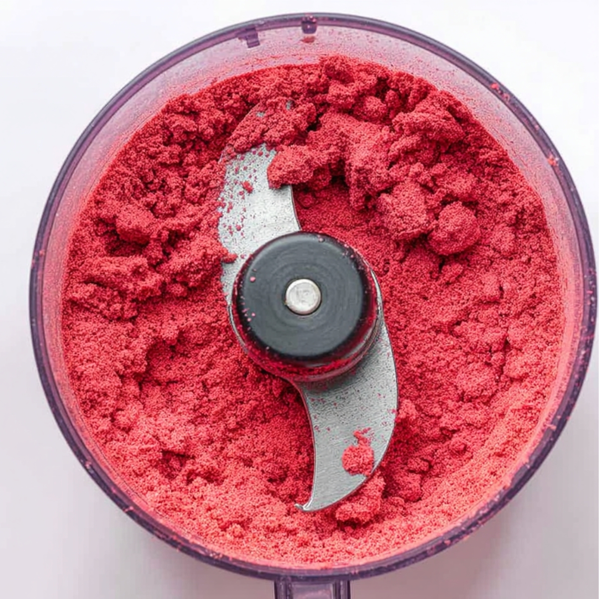 Easy Strawberry Truffles Recipe 10 Freeze-dried strawberries blended into a fine powder in a food processor for strawberry truffles.