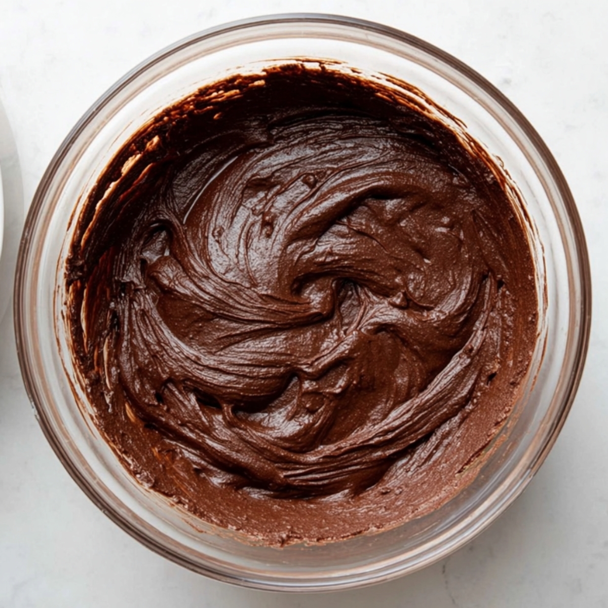 The Best Chocolate Hazelnut Cake Recipe 11 Whisked eggs and brown sugar mixture in a glass bowl ready for chocolate cake batter.