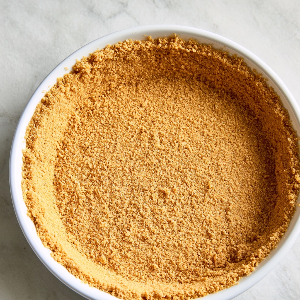 The Best Guava Cheesecake Recipe 10 Homemade graham cracker crust pressed into a white pie dish for guava cheesecake